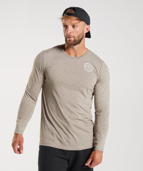 Men's Gymshark Legacy Long Sleeve T-Shirts Grey | CA 6173N5